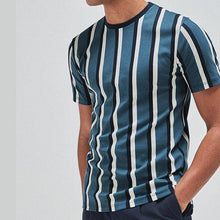 Load image into Gallery viewer, Mid Blue Vertical Stripe Slim Fit T-Shirt - Allsport

