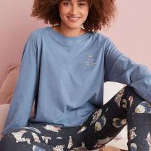 Load image into Gallery viewer, Navy Bears Cotton Blend Tunic and Legging Pyjama Set - Allsport
