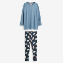 Load image into Gallery viewer, Navy Bears Cotton Blend Tunic and Legging Pyjama Set - Allsport
