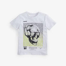 Load image into Gallery viewer, White Skull Print T-Shirt (3 to 12 yrs) - Allsport
