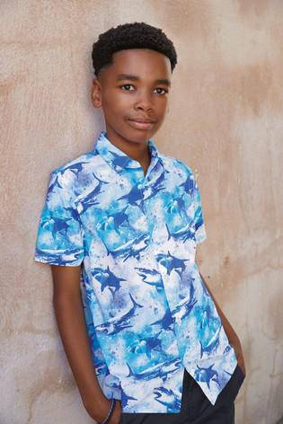 Blue Shark Short Sleeve Shirt  (3 to 12 yrs) - Allsport