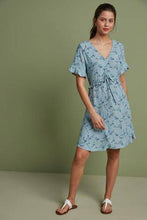 Load image into Gallery viewer, Blue Floral Ruched Mini Dress - Allsport
