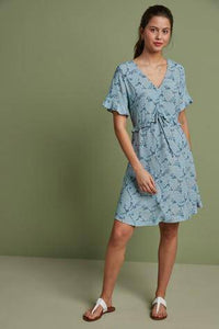 Blue Floral Ruched Mini Dress - Allsport