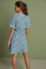 Load image into Gallery viewer, Blue Floral Ruched Mini Dress - Allsport
