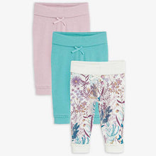 Load image into Gallery viewer, Lilac/Teal 3 Pack Floral Leggings (0mths-2yrs) - Allsport
