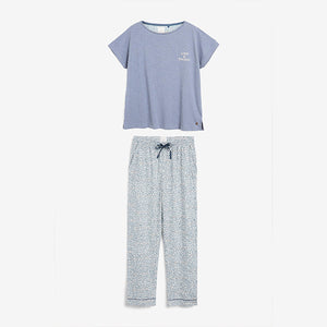 Blue Floral Morris & Co at Next Cotton Pyjamas - Allsport