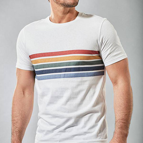 White Chest Rainbow Stripe Slim Fit T-Shirt - Allsport