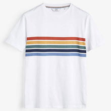 Load image into Gallery viewer, White Chest Rainbow Stripe Slim Fit T-Shirt - Allsport
