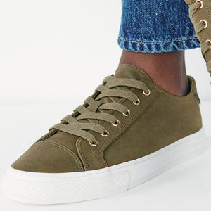 Green Khaki Baseball Trainers - Allsport