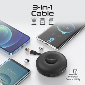 3-in-1 Retractable Magnetic Charging Cable