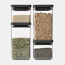 Load image into Gallery viewer, BRABANTIA TASTY+ Dark Grey, Set of 4 Mix Square Canister
