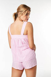 Pink Check Woven Short Set - Allsport