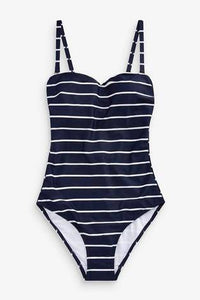 Navy Stripe Shape Enhancing Bandeau Swimsuit - Allsport