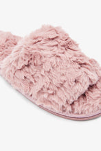 Load image into Gallery viewer, Pink Textured Faux Fur Slider Slippers - Allsport
