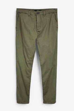 Green Tapered Fit Casual Chino Trousers - Allsport