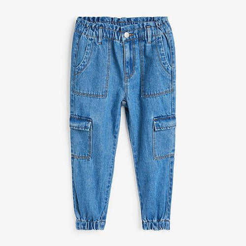 Denim Mid Blue Cargo Style Jeans (3-12yrs) - Allsport