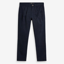 Load image into Gallery viewer, Navy Twin Pleat Relaxed Tapered Fit Stretch Chinos - Allsport
