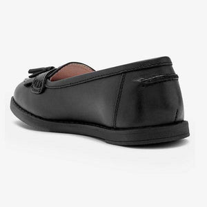 Black Leather Tassel Loafers (Older) - Allsport