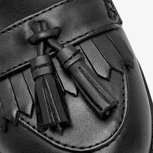 Black Leather Tassel Loafers (Older) - Allsport