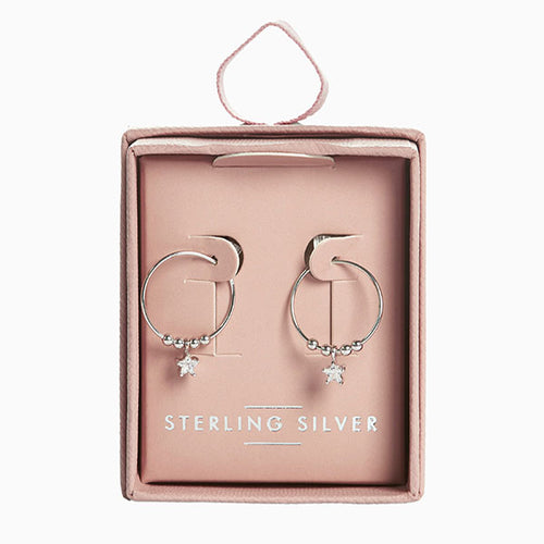 Sterling Silver Star Mini Hoop Earrings - Allsport