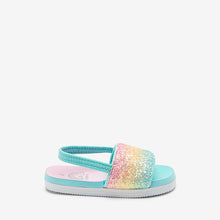 Load image into Gallery viewer, Rainbow Glitter Pool Sliders (Younger Girls) - Allsport
