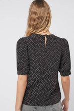 Load image into Gallery viewer, Black Spot Gathered Short Sleeve Top - Allsport
