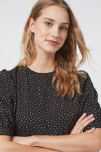 Load image into Gallery viewer, Black Spot Gathered Short Sleeve Top - Allsport
