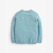 Load image into Gallery viewer, Blue with Stag Embroidery Textured Crew Jumper (3-12yrs)
