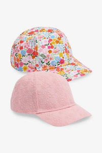 Pink Broderie/Ditsy 2 Pack Caps - Allsport