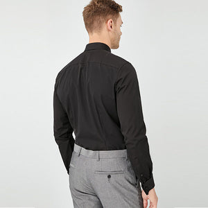 Black Regular Fit Single Cuff Easy Care Shirt - Allsport