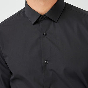 Black Regular Fit Single Cuff Easy Care Shirt - Allsport