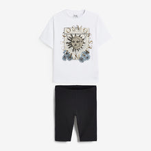 Load image into Gallery viewer, Monochrome Cosmos T-Shirt &amp; Cycling Shorts Set (3-12yrs) - Allsport
