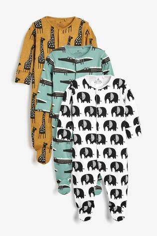 Ochre 3 Pack Character Sleepsuits  (up to 18 months) - Allsport