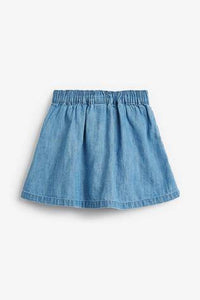 Mid Blue Denim Frill Pocket Skirt - Allsport
