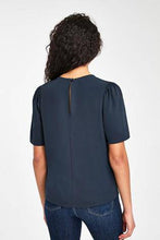Load image into Gallery viewer, Navy Ruched Short Sleeve Top - Allsport
