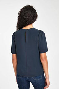 Navy Ruched Short Sleeve Top - Allsport