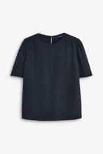 Load image into Gallery viewer, Navy Ruched Short Sleeve Top - Allsport
