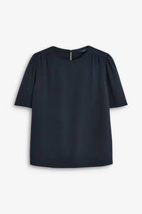 Navy Ruched Short Sleeve Top - Allsport