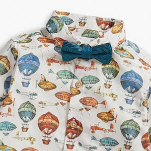 Neutral Hot Air Balloon Print Shirt And Bow Tie Set (3mths-5yrs) - Allsport