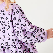 Load image into Gallery viewer, Lilac Purple Animal Cosy Sweat Dress (3mths-6yrs) - Allsport
