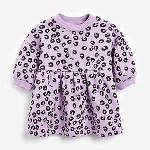 Lilac Purple Animal Cosy Sweat Dress (3mths-6yrs) - Allsport