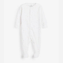 Load image into Gallery viewer, White 4 Pack Bright Elephant Sleepsuits (0mth-12mths) - Allsport
