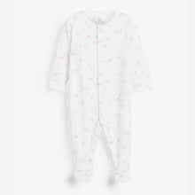 Load image into Gallery viewer, White 4 Pack Bright Elephant Sleepsuits (0mth-12mths) - Allsport
