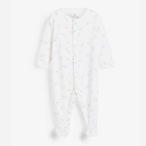 White 4 Pack Bright Elephant Sleepsuits (0mth-12mths) - Allsport