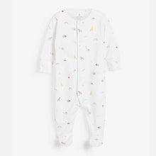 Load image into Gallery viewer, White 4 Pack Bright Elephant Sleepsuits (0mth-12mths) - Allsport
