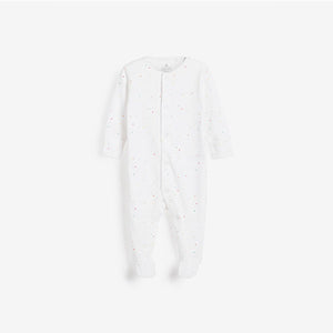 White Character 4 Pack Bright Elephant Baby Sleepsuits (0-12mths) - Allsport
