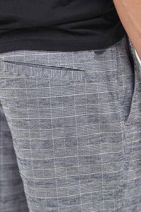 Grey Check Drawstring Waist Dock Shorts - Allsport