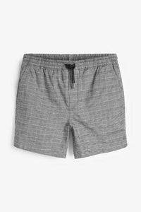 Grey Check Drawstring Waist Dock Shorts - Allsport