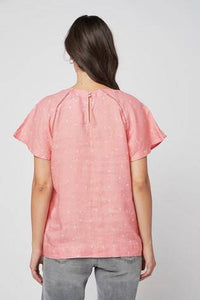 Pink Print Short Sleeve Linen Top - Allsport