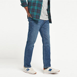 Vintage Blue Straight Fit Cotton Jeans - Allsport